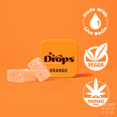 (Creative) THC Orange Gummies 2 Pieces by Drops obtain high